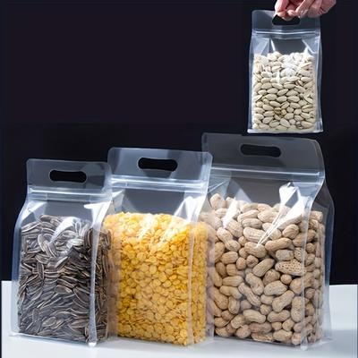 10/20 Stück/Set Klare Plastik Zip-Lock Henkeltasche Lebensmittel Nüsse Süßigkeiten Snack Verpackungsbeutel Wiederverschließbare Haushaltsverschlussbeutel
