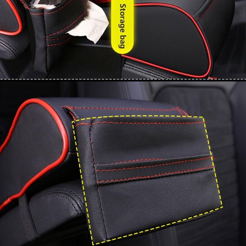 Leather Auto Protection Cushion with Pocket Arm Rest Protector Mat Car Armrest Pad  Central Console