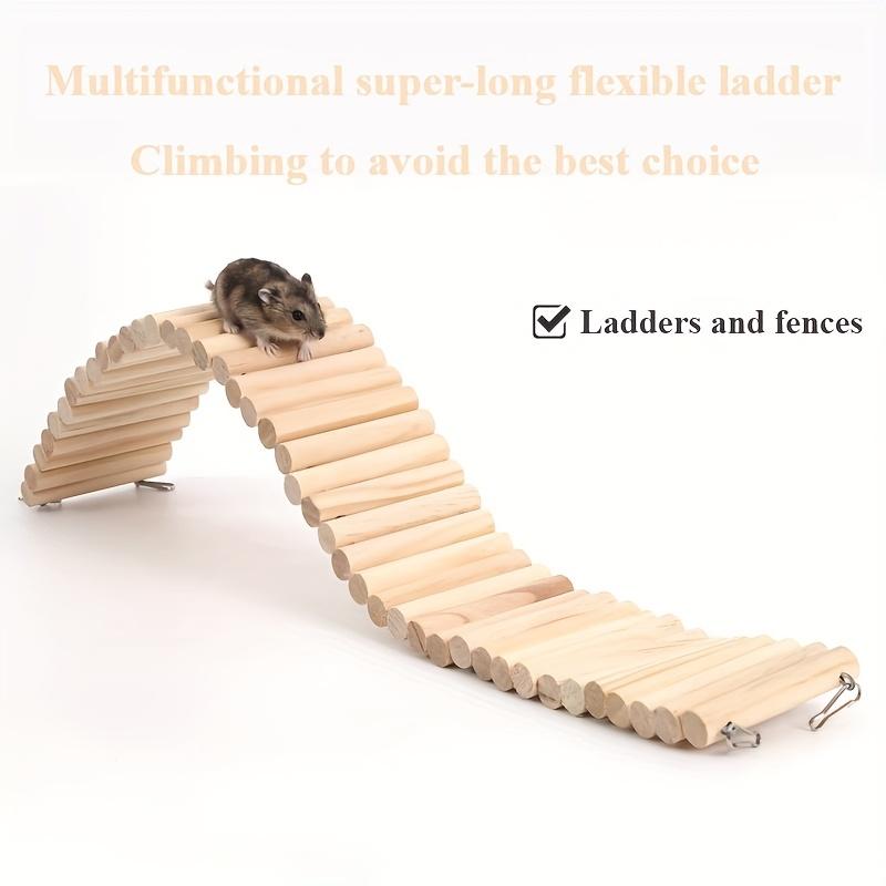 1pc Wooden Hamster Ladder Bridge - Flexible Pet Climbing Suspension for Small Animals, Durable Natural Wood Design, Ideal for Cage Enrichment