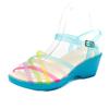 2025 summer wedge heel jelly shoes women's plastic sandals crystal plastic platform beach shoes women's fish mouth hole sandals