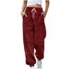 Women S High Waist Wide Leg Ankle Length Fleece Warm Pants