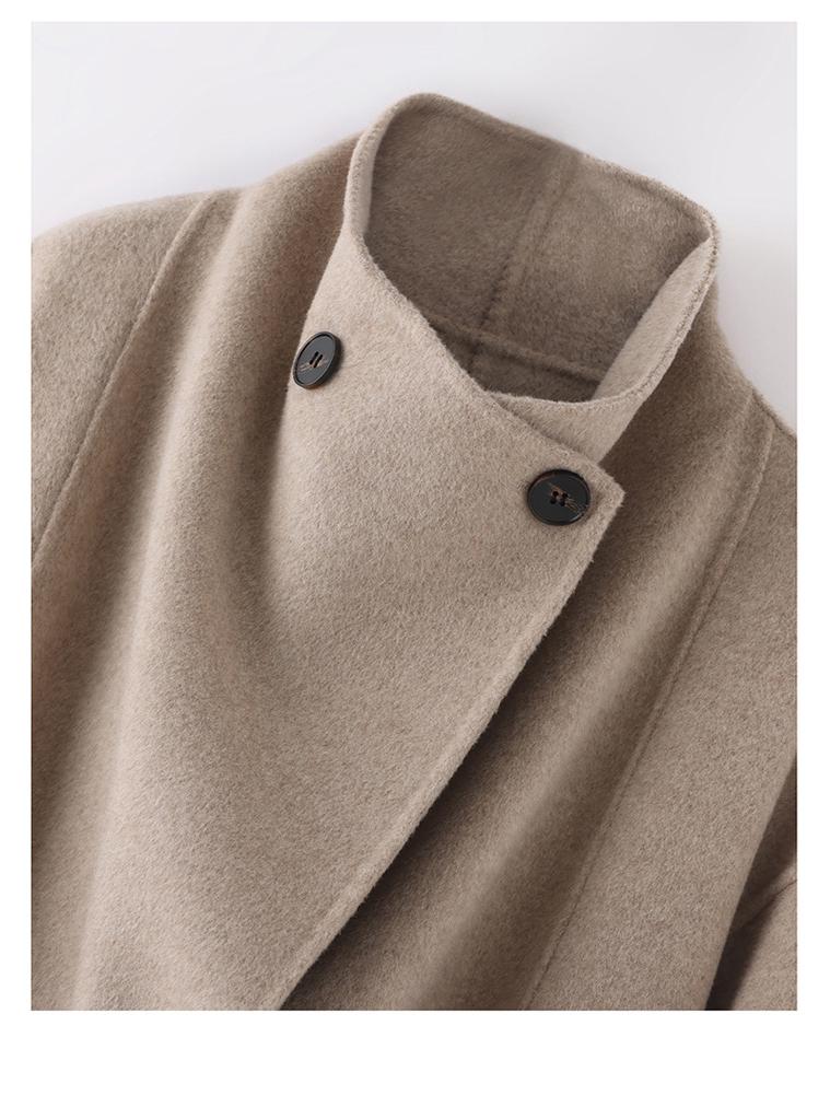 Palton de damă de lungime medie 2025 din tweed de lână cașmir - Față-verso, peste genunchi, modă high-end pentru toamnă/iarnă