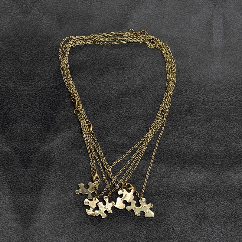 5 Pcs/set Vintage Interlocking Jigsaw Puzzle BFF Necklaces Best Friends Forever Pendant & Necklace Retro Link Chain Jewelry