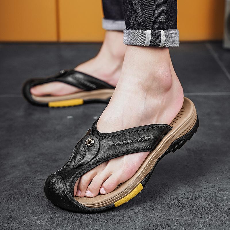 Infradito Pantofole da Uomo Grigie Estive da Esterno Sandali Romani Marroni Scarpe da Spiaggia Nere a Punta Aperta Taglie Forti