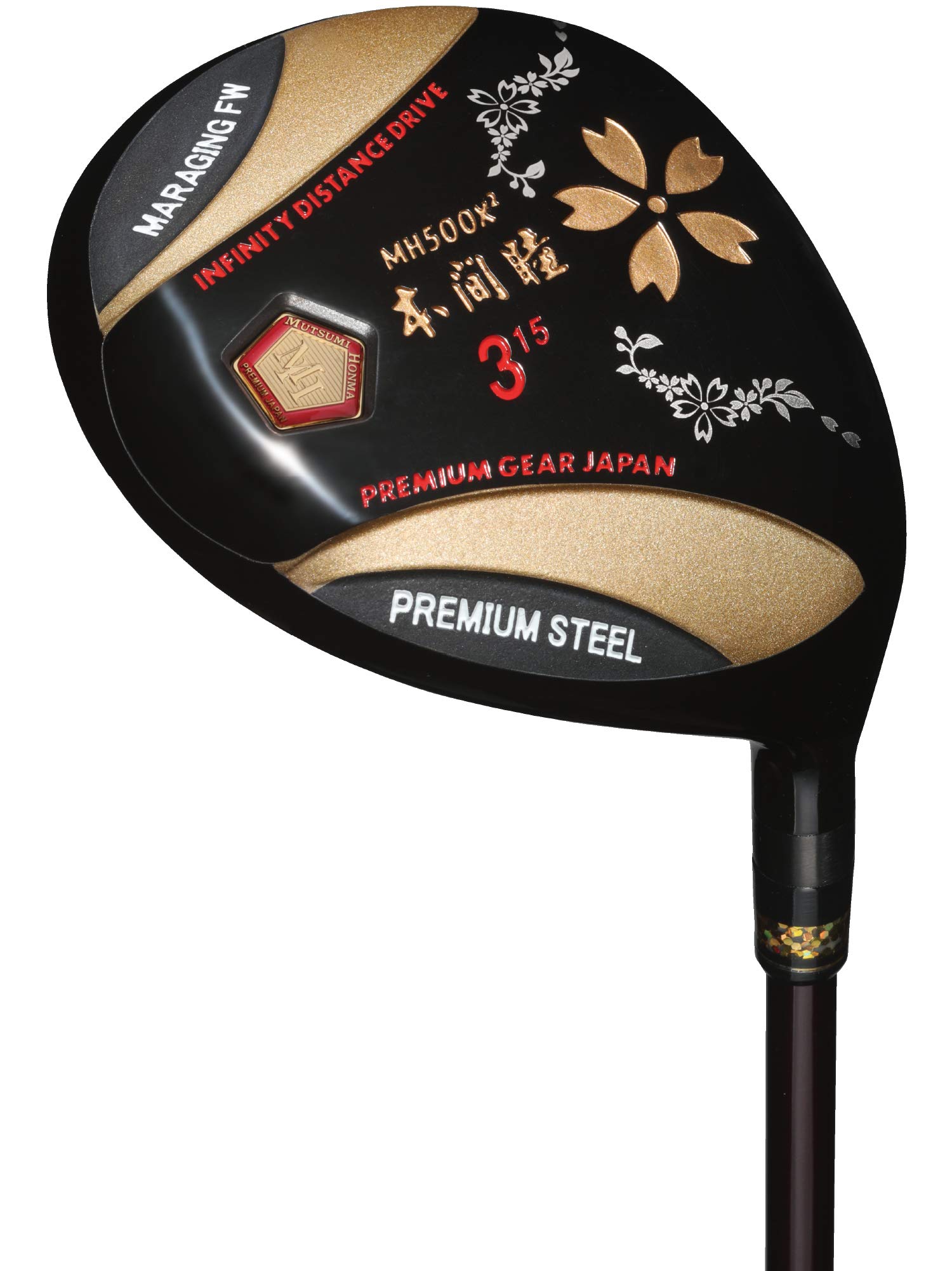 

Mutsumi Honma MH500X2 Fairway Wood Carbon Shaft с крышкой головки (15, Р) чёрный