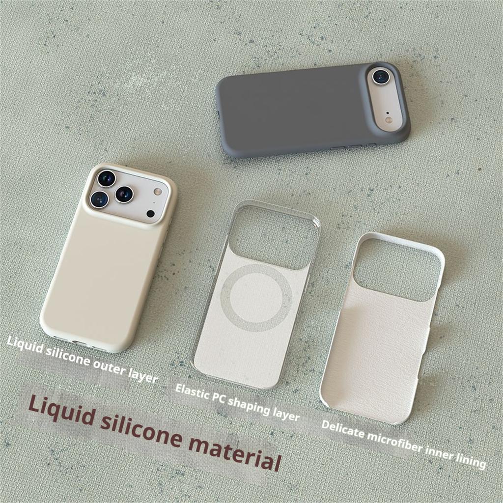 Soft Touch Liquid Silicone Case for iPhone 17 Series - Anti-Scratch Protective Cover with Colorful Flowing Light & AI Button
