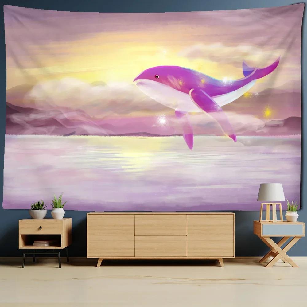 Cartoon Whale Comic Decorative Tapestry Home Wall Living Room Office Decorative Tapestry