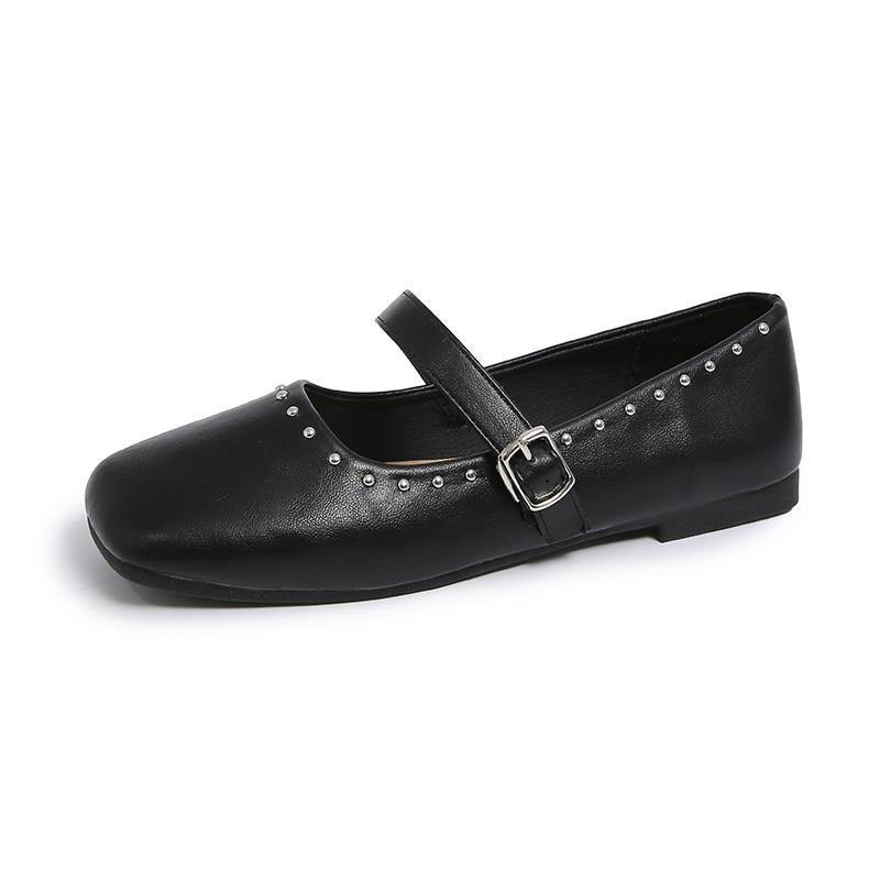 Aphixta Elegant Metal Decoration Upper Women Flats Shoes Shallow Slip On Loafers Woman Brown Sweet Shoes Soft Sole Ladies Shoes