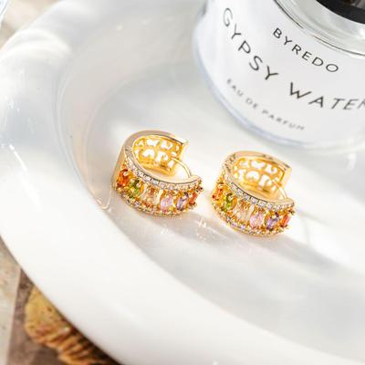 Multi-Color Crystal Openwork Luxury Earrings - Women's Jewelry