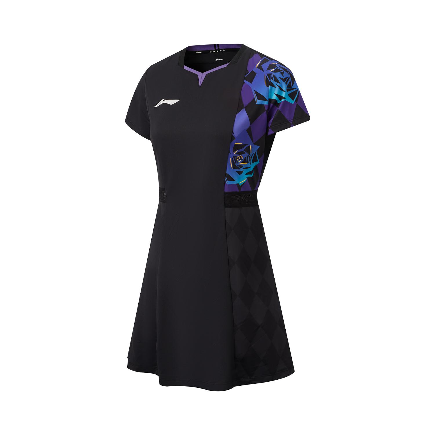 

Li Ning Table Tennis Series Fashion Color Block Letter Casual Versatile Comfortable Short Sleeve Dress Women dresses ASKW052-1 3XL