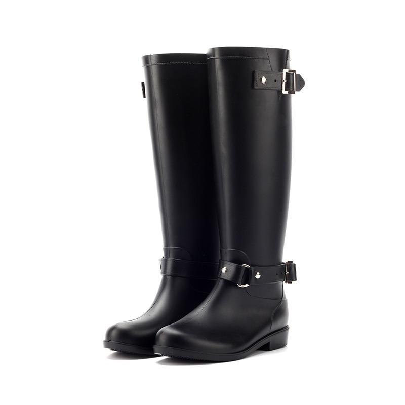 Height-increasing and thin locomotive boots women's fashion rain boots long tube water shoes waterproof and non-slip high tube rain shoes Martin boots