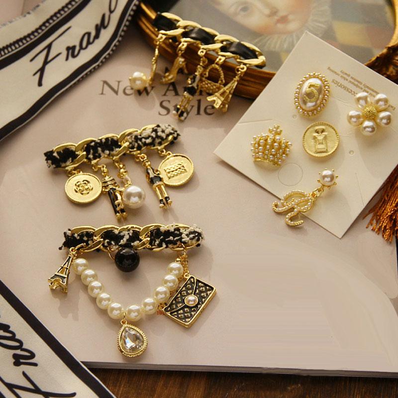 

bag heels Antique French brooches For women clothing accessories chain fringed pearl pin brooches