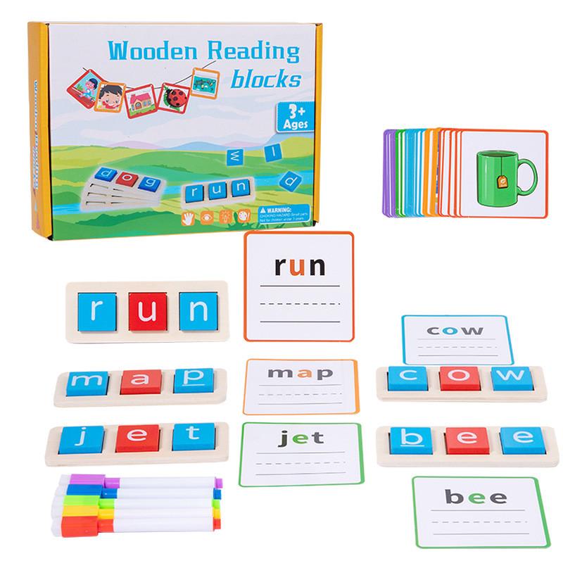 Wooden Alphabet Educational Puzzle Blocks For Kids Word Recognition Building