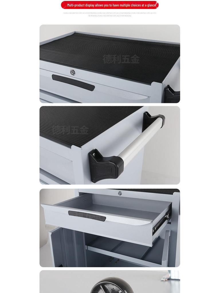 Movable Three-Layer Hand Cart: Multi-functional Auto Repair & Household Tool Box with Cabinet Door