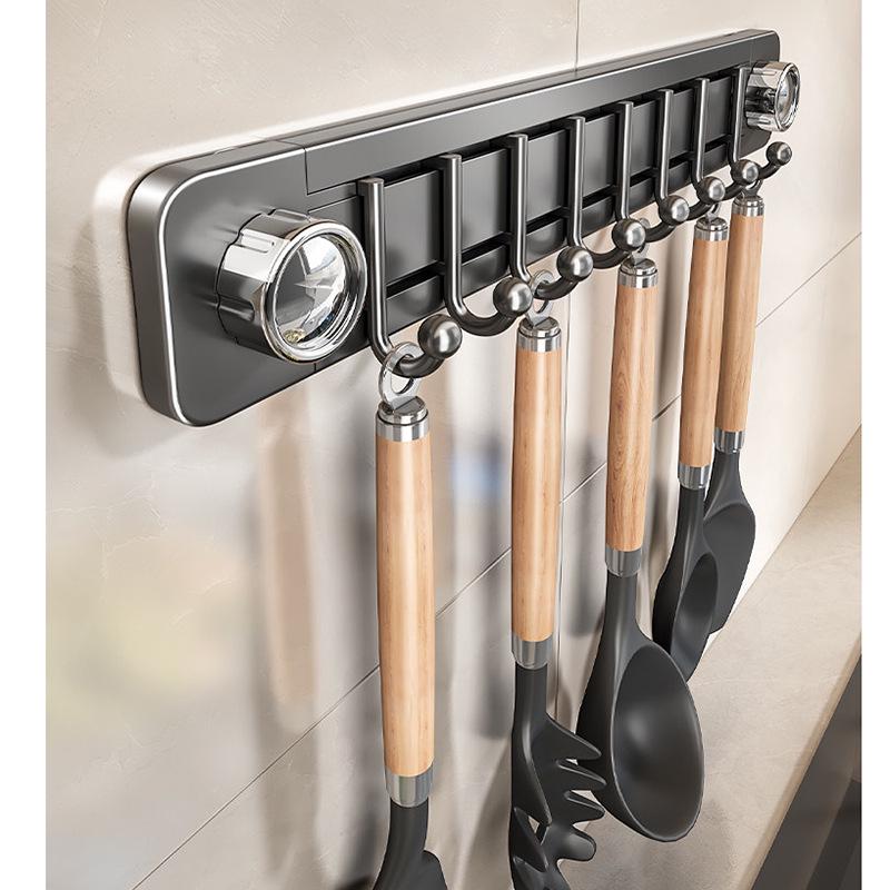 

Настенное хранение кухонной утвари на крючках без сверления Suction Cup Hook - 6 Hooks - Dark Gray