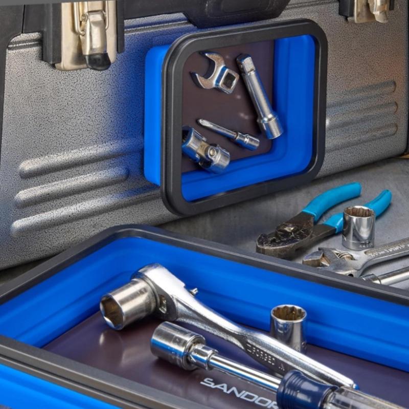 Faltbare magnetische Schraubenhalter-Schalen, Holzbearbeitung Klempner Werkzeug Silikon Rechteck Werkbank-Organizer für Mechaniker 3x