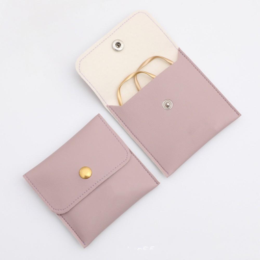 1 Stück PU Leder Schmuckverpackungsbeutel Halskette Ring Armband Ohrringe Organizer Aufbewahrung Druckknopf High End Mini Geschenk Schmuckbeutel KTY