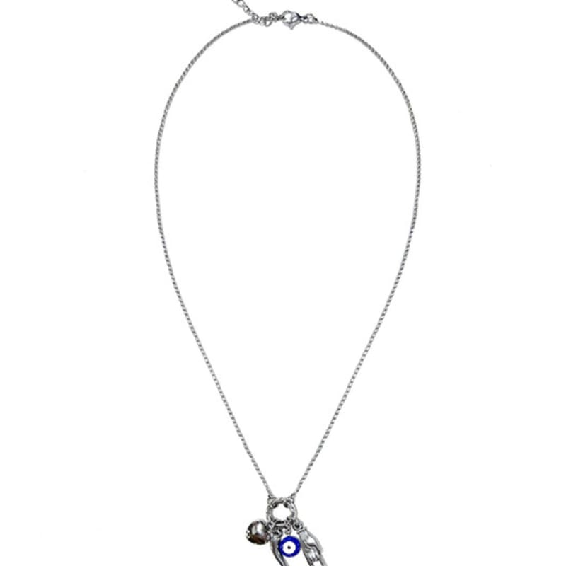 

S SY evil eye lucky symbol charms necklace silver OS