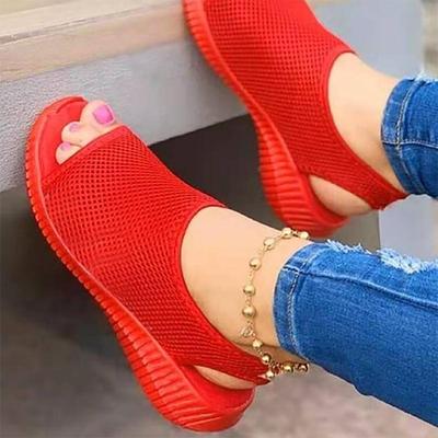 Women Summer Shoes Mesh Fish Platform Sandals Women's Closed Toe Wedge Sandals Ladies Light Casual Shoes