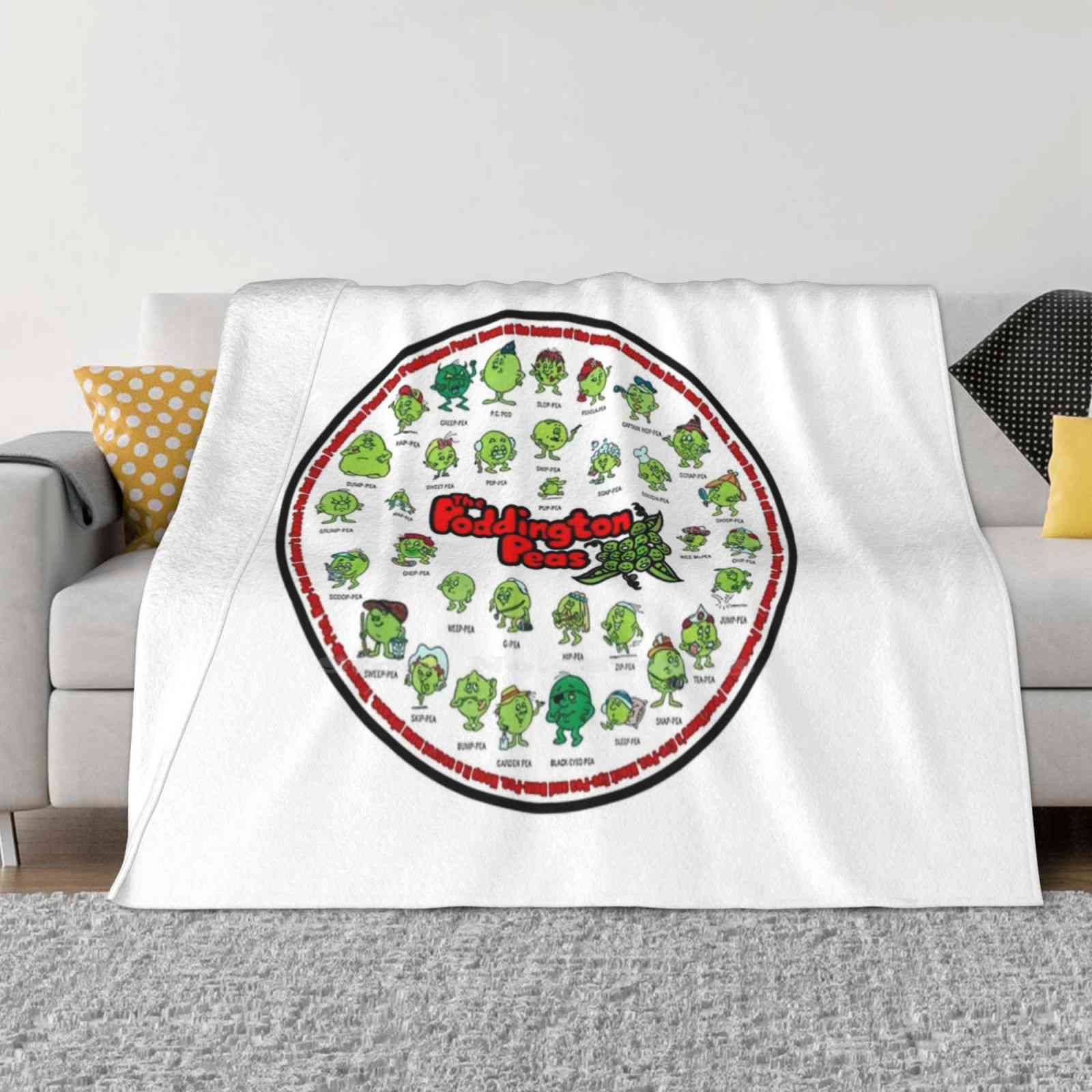 Poddington Peas Hot Sale Printing High Qiality Warm Flannel Blanket Poddington Peas Retro 80S 90S Funny Cartoon Cool Animation 30x40in