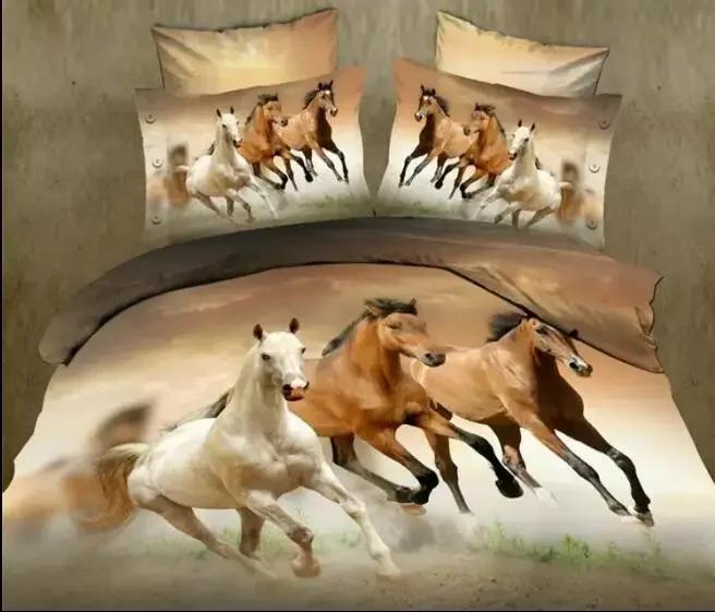 

Comforter Winter Brown Comforter Bedding With Zipper European And American Style Galloping Horse 100% Polyester Comforter (quilt)-EU Single(135*200cm)3pcs
