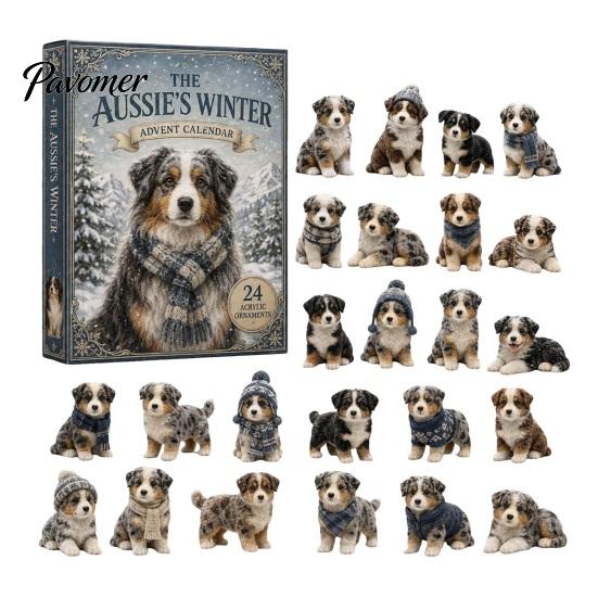 Giochi Festivi Interattivi 2026 Calendario dell'Avvento di Natale per Cani, Set di Ornamenti Acrilici a 24 Giorni con Figure di Cuccioli, Decorazione Piatta 2D da Appendere all'Albero