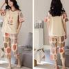 Women's Cute Cartoon Print Pajamas Set 2PCS Plus Size Sleepwear Short Sleeve Shorts Fashion Casual Home Comfort Femme