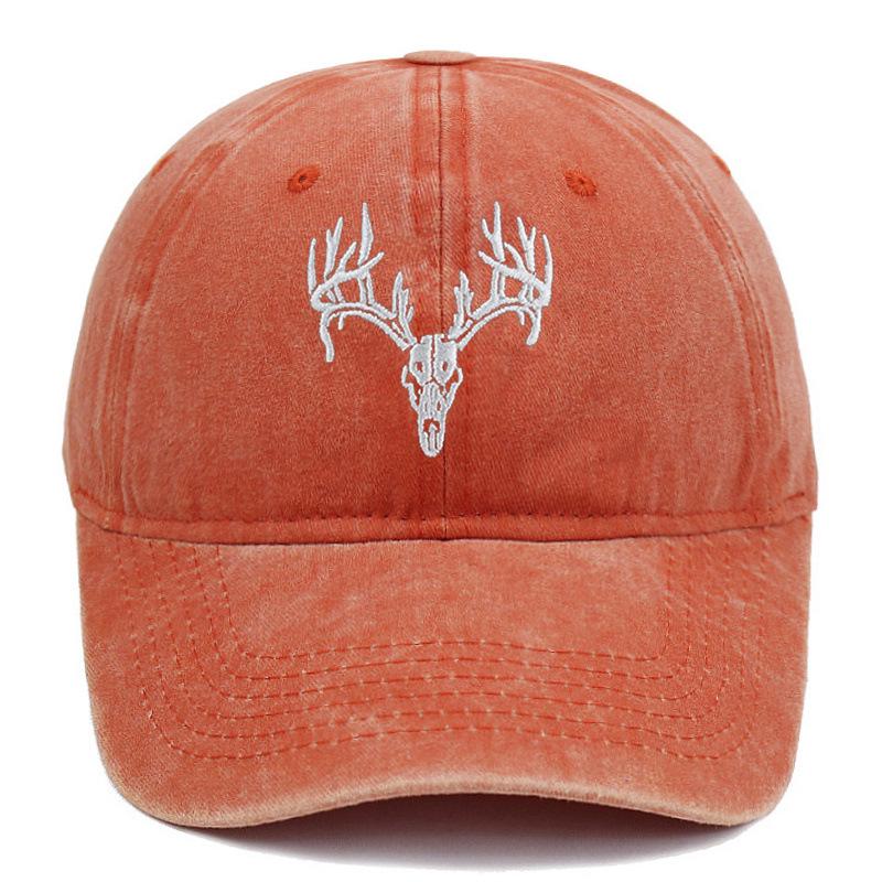 Unisex Fun Embroidered Deer Head Cap - Adjustable, Washable, Non-Deforming Cotton Elk Baseball Hat