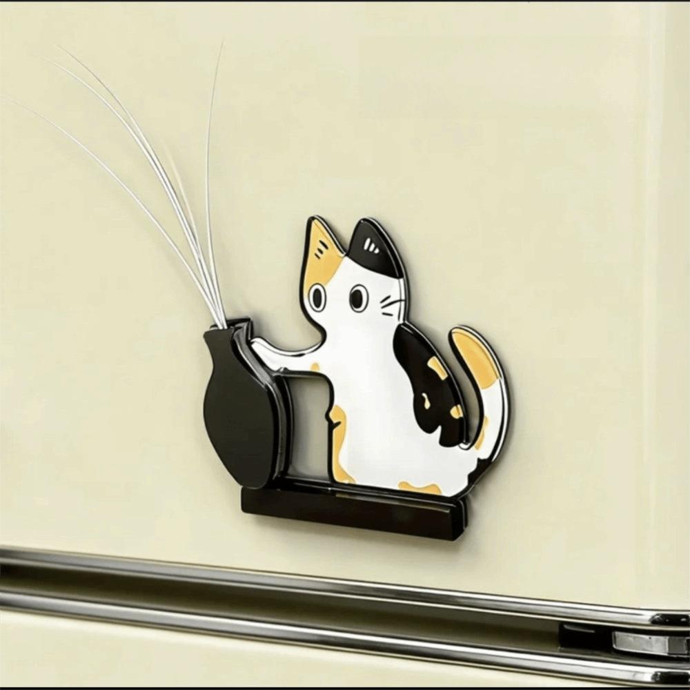 High Quality Acrylic Cat Whiskers Collection Ornaments Magnetic Cartoon Cat Refrigerator Sticker Cat Hair Storage Memorial Box