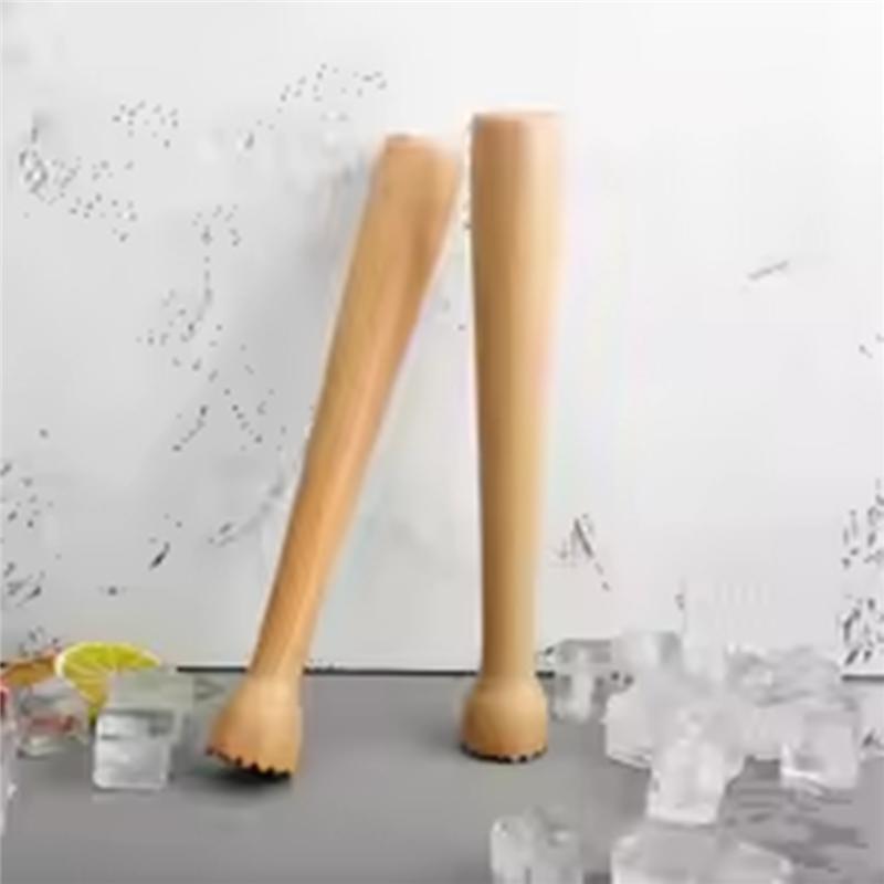 A96I-Fruit Lemon Juice Muddler 2 Pcs Wooden Ice Crusher Press Muddler Cocktail Tools Ice Sticks Hammer Kitchen Equipment