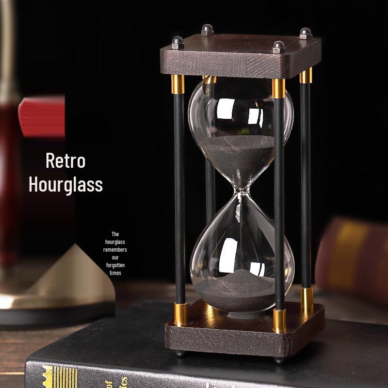 Engravable Creative Wooden Hourglass Timer (30/60 Min) - Decorative Ornament and Perfect Gift for Home or Office.