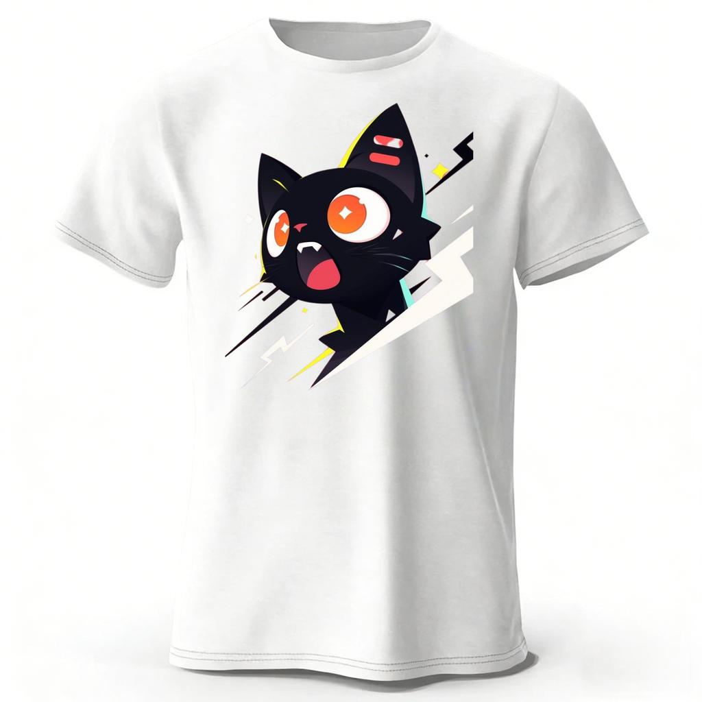 Cool Black Cat Trend Pure Cotton Short Sleeves Summer Men Fashion Street Wear Plus Size Comfortable Soft Casual T-shirt
