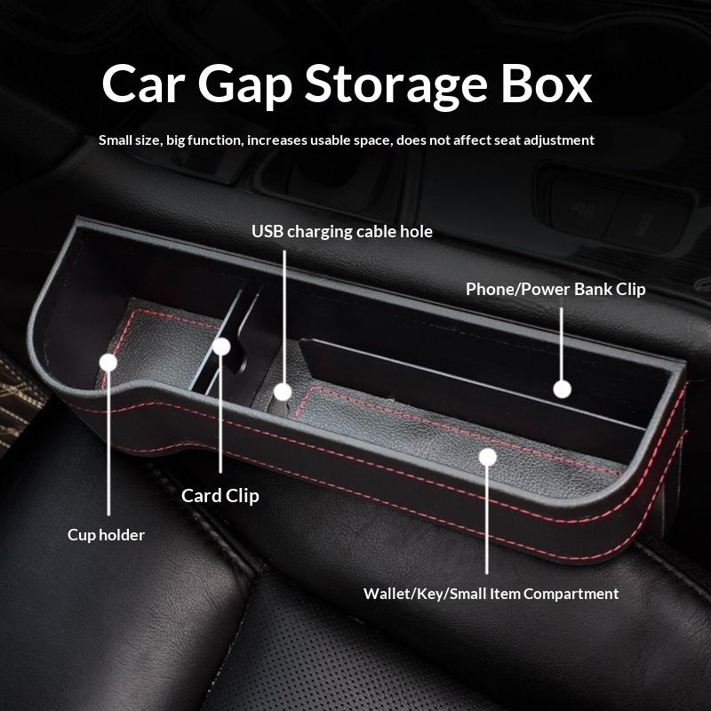 Pu Leather Car Seat Gap Storage Box Interior Products Universal Seat Gap Slit Box Phone Bottle Keys Holder Box Auto Organizer