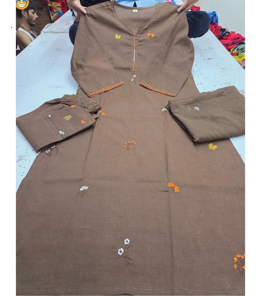 Women Designer Cotton Kurta Pant Dupatta Set Indian Bollywood Top Tunic Kurti Salwar Suit