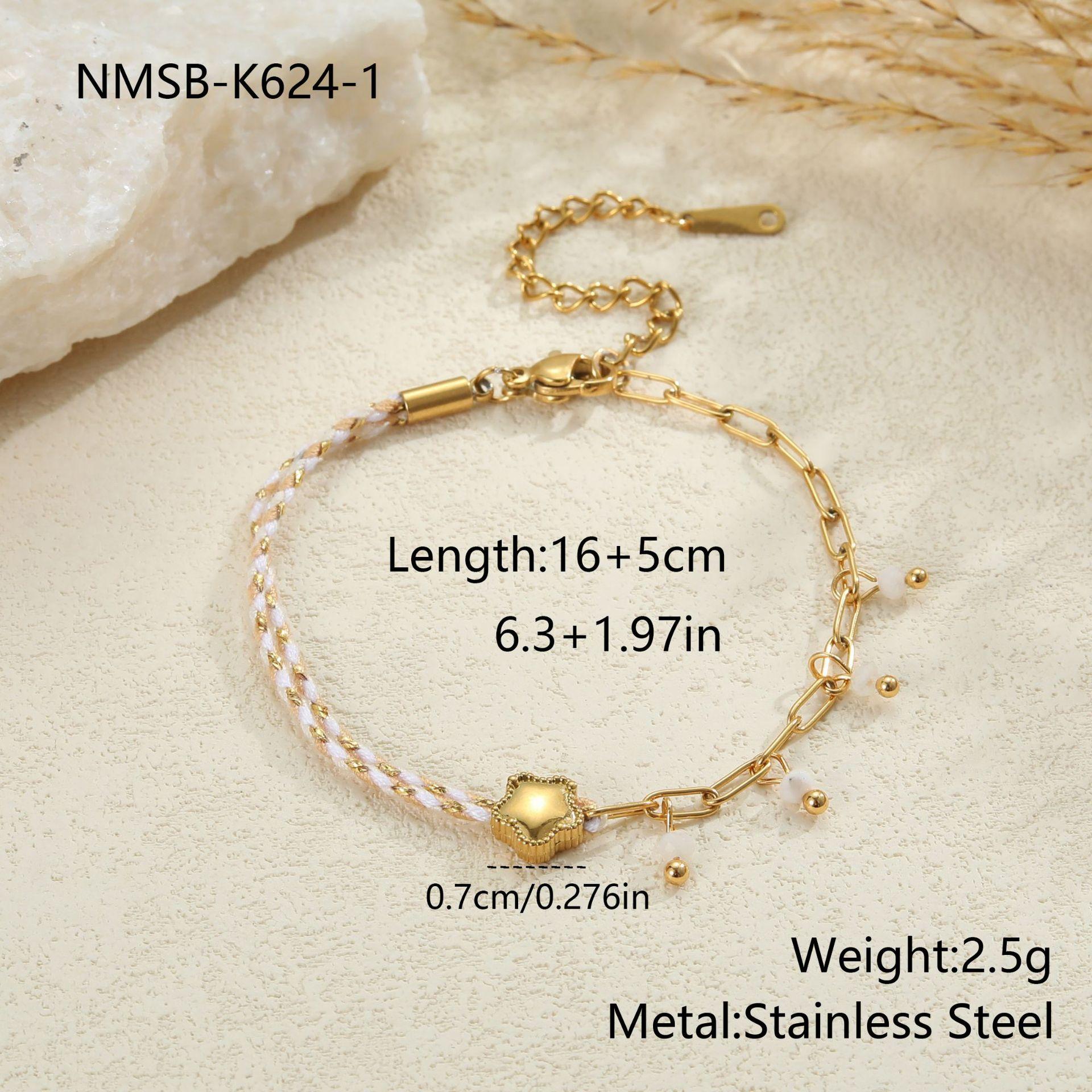GEMCHIC Women s Bohemian Braided Stainless Steel Bracelet with Heart and Flower Charm - Fade Resistant, Designer Style