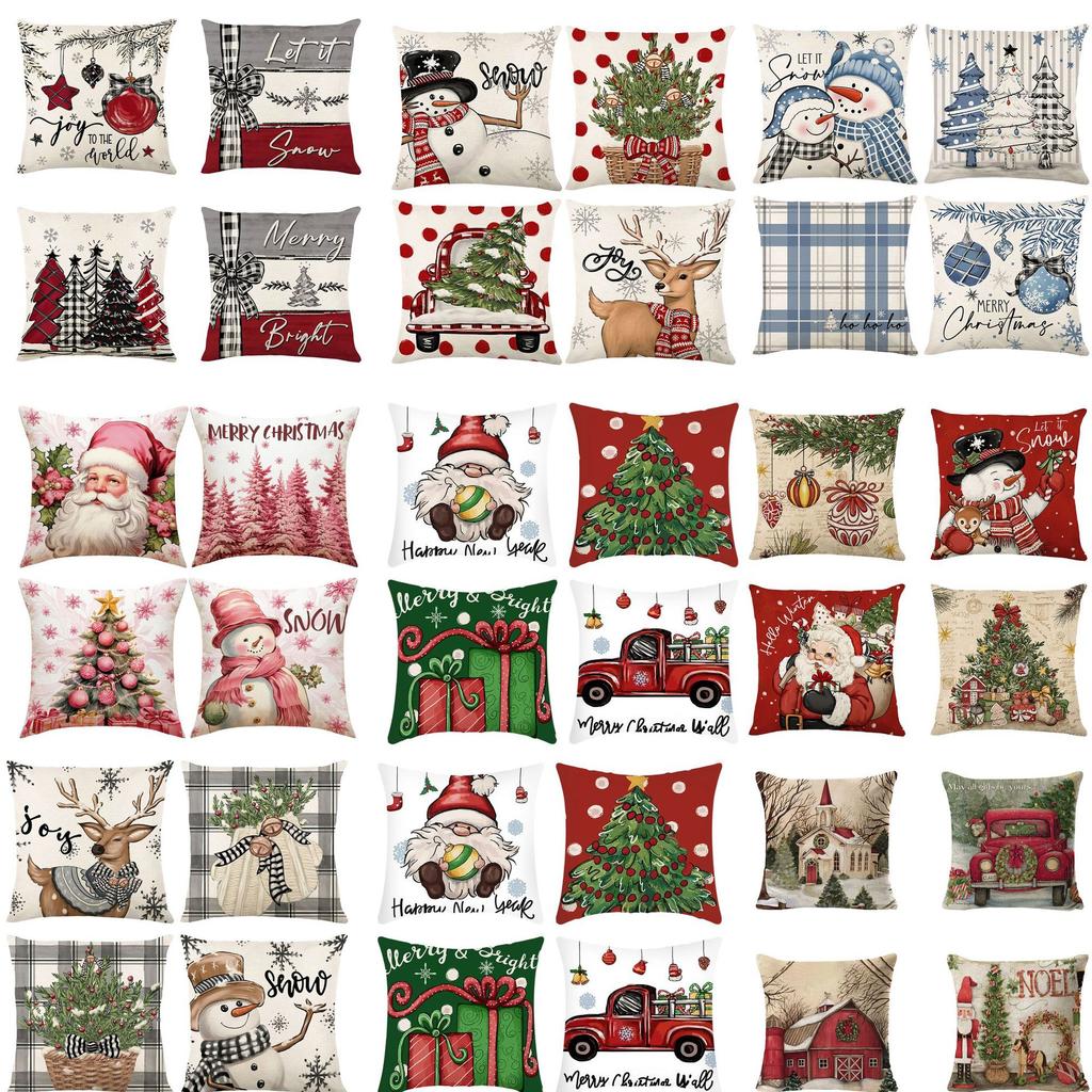Popular Christmas Pillowcases for Holidays Santa Claus Linen Home Decoration Pillowcases