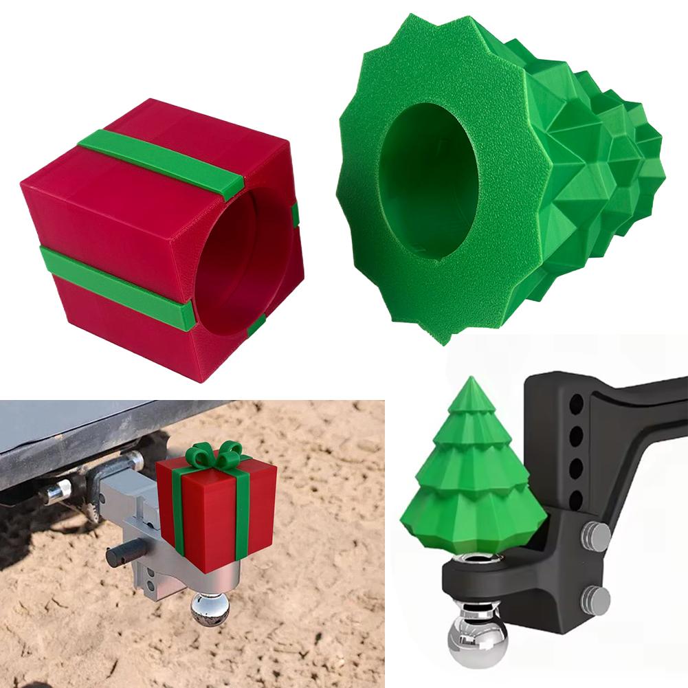 Christmas Car Tow Hitch Cover Gift Box And Tree Shape Decorative Cap For 50mm Tow Bar Festive Car Decoration Accessory D3D7