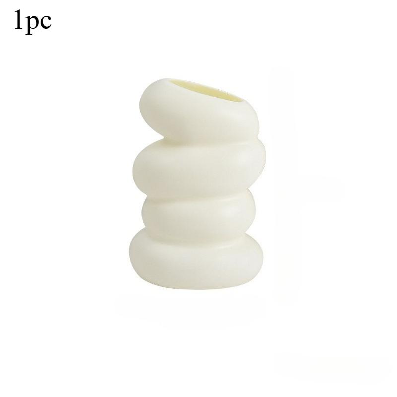 

1pc Plastic Spiral White Vase Nordic Creative Flower Arrangement Container For Kitchen Living Bedroom Home Decoration Ornament