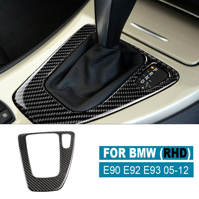 LHD Carbon Fiber Auto Center Control Gear Shift Panel Cover Sticker Interior Decoration Accessories For BMW 3 Series E90 E92 E93