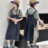 Girls' Summer Dress 2026 New Style Children's Stylish Medium and Large Girls' Summer Dress Cowboy Strap Skirt Two Piece Set