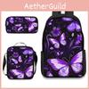 Conjunto de Mochila Escolar com Padrão de Borboleta Feito de Tecido Oxford Leve Para Alunos do Ensino Fundamental