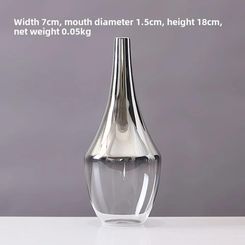 2025 New Brand Nordic Glass Vase Creative Silver Gradient Dried Insert Desktop Terrarium Jewelry Decoration Plant Holder