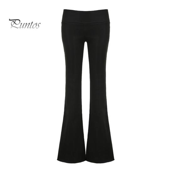 

Женские расклешенные брюки с высокой талией, однотонные повседневные брюки, базовый стиль, облегающие длинные брюки, повседневная одежда S чёрный