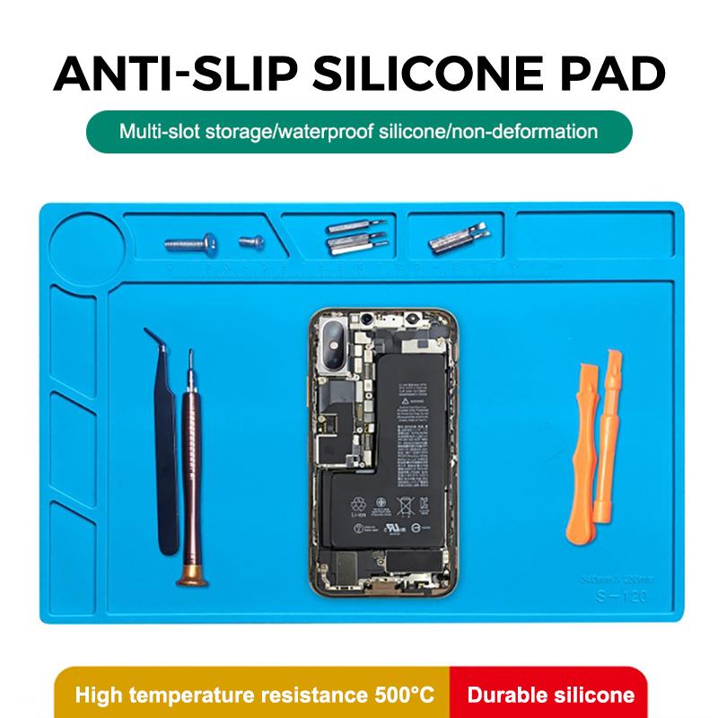 Magnetic Silicone Soldering Mat Heat Insulation Anti-Scratch Work Pad for DIY Phone Circuit Board Repair Use