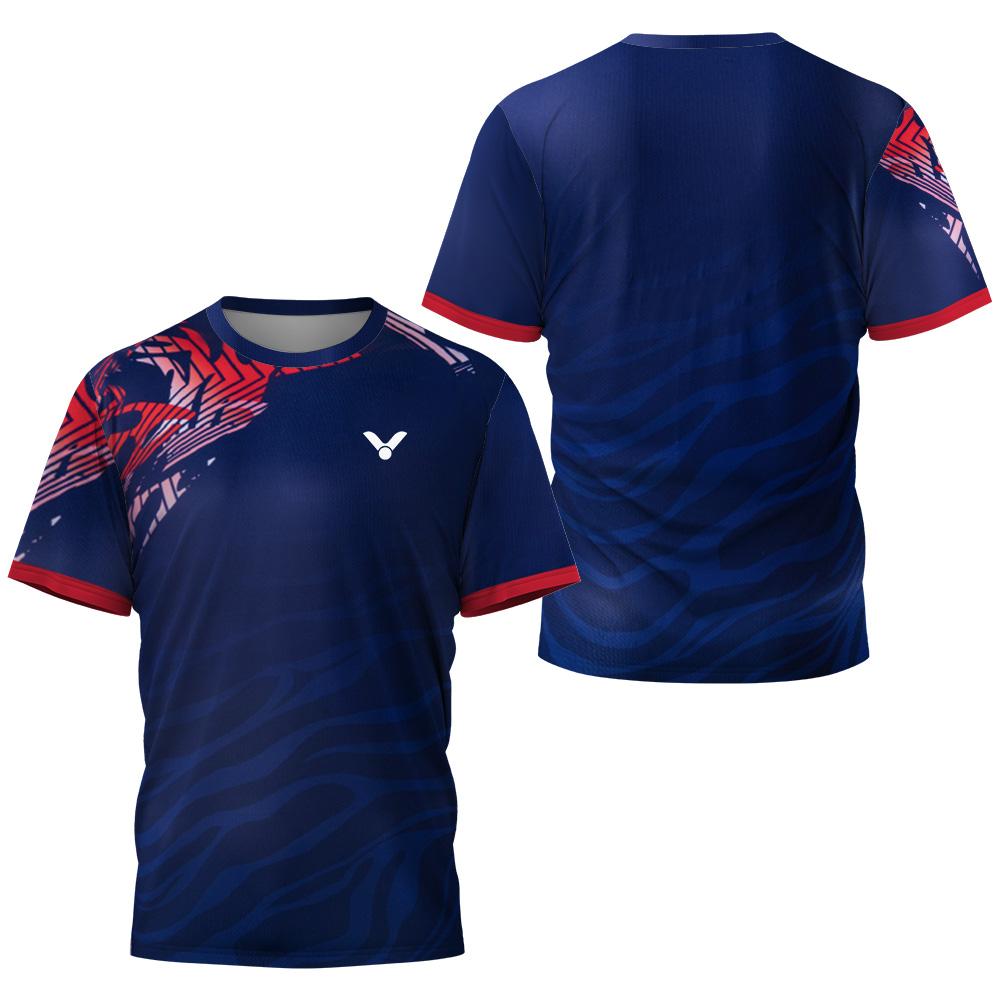 Summer T-shirt Quick-dry Short-sleeve T-shirt Top with Geometric Pattern Splicing Badminton T-shirt Brand Men's Wear