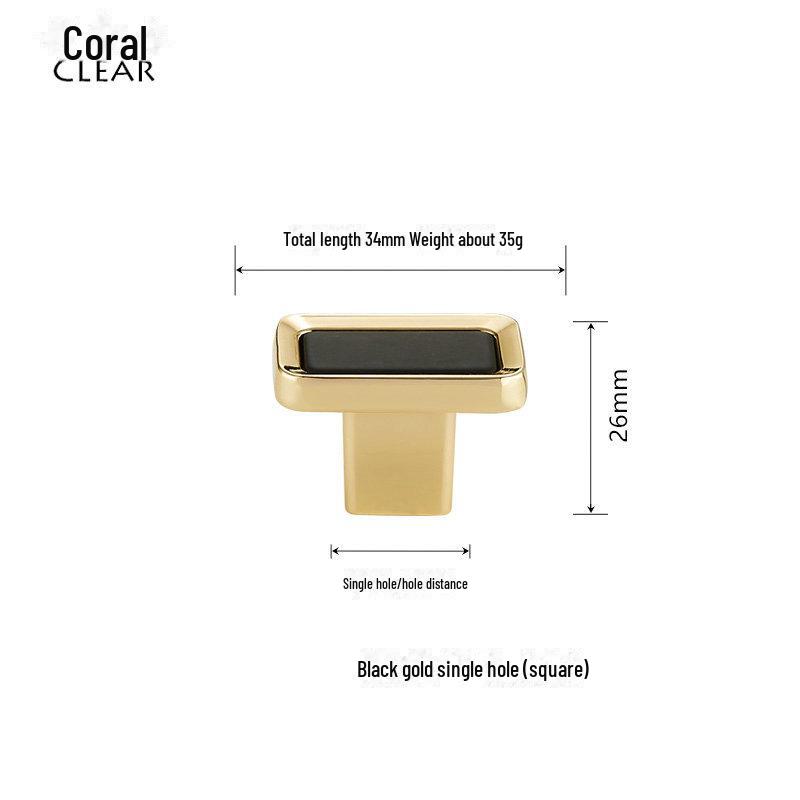 Mâner de cabinet european modern negru și auriu - Un singur orificiu