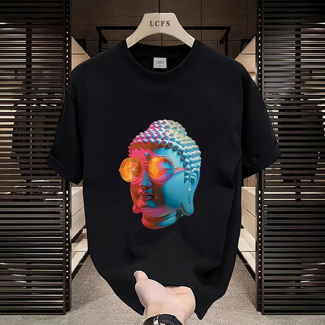 

Круглый вырез с коротким рукавом мужская модная брендовая летняя футболка корейская версия приталенная модная универсальная футболка топ 5XL чёрный