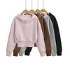 European and American Style Autumn and Winter New Solid Color Short Long-sleeved Hooded Sweater