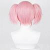 Kaname Madoka Cosplay Wig - Pink Short Straight Hair with Pigtails and Headgear
