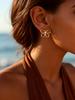 Trendy Gold Plated Flower Earrings for Women, Minimalist Zircon Pink Beads Floral Stud Earrings, Aesthetic Statement Jewelry